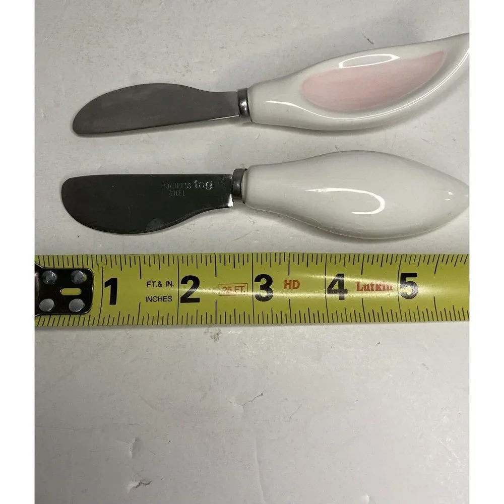 Easter Bunny Ear Spreaders Set Of 2 Cheese Butter Appetizer Tray
